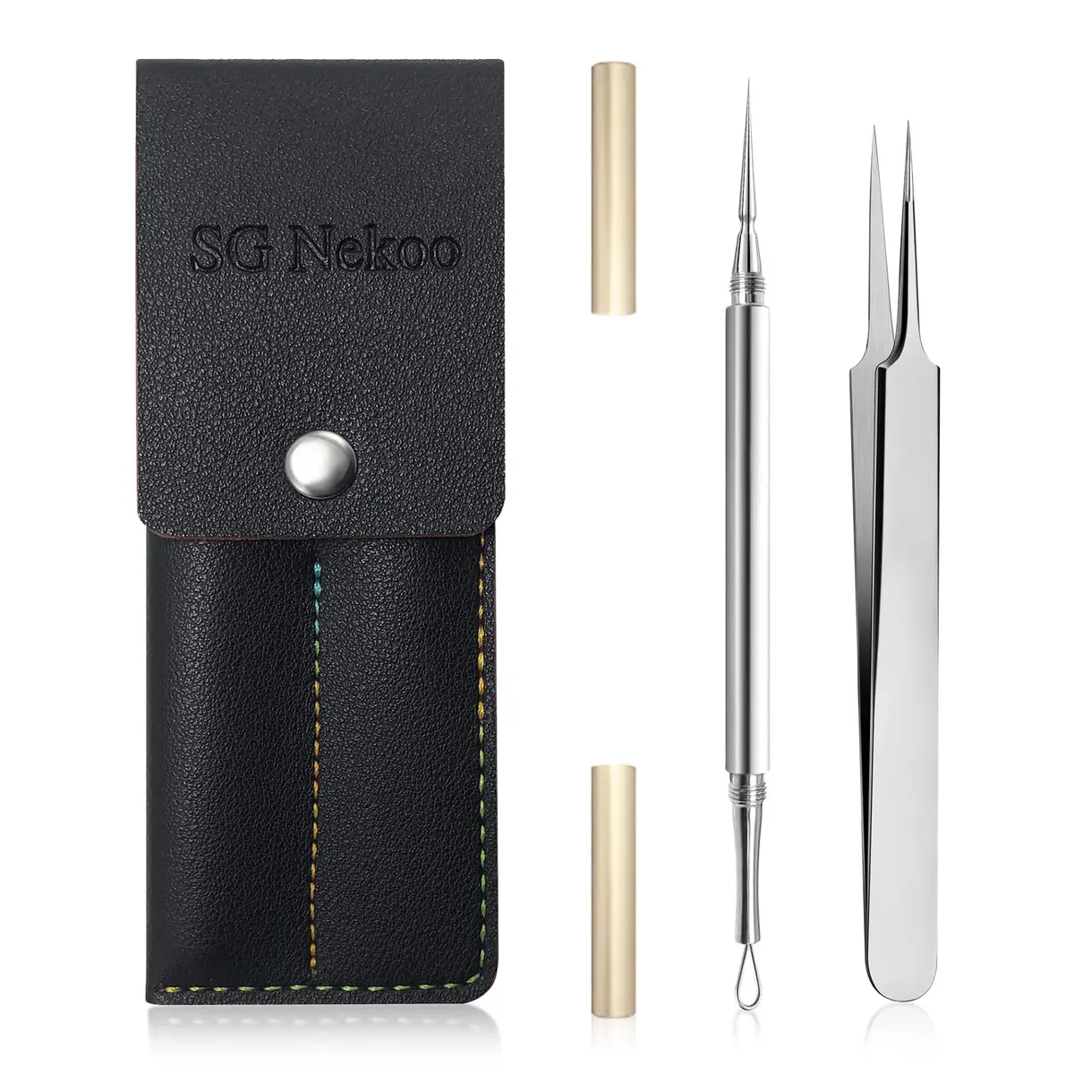 SG Nekoo Professional Milia & Blackhead Removal Tool Kit with Titanium Alloy Needle & Tweezers | Titanium Gold - main product image