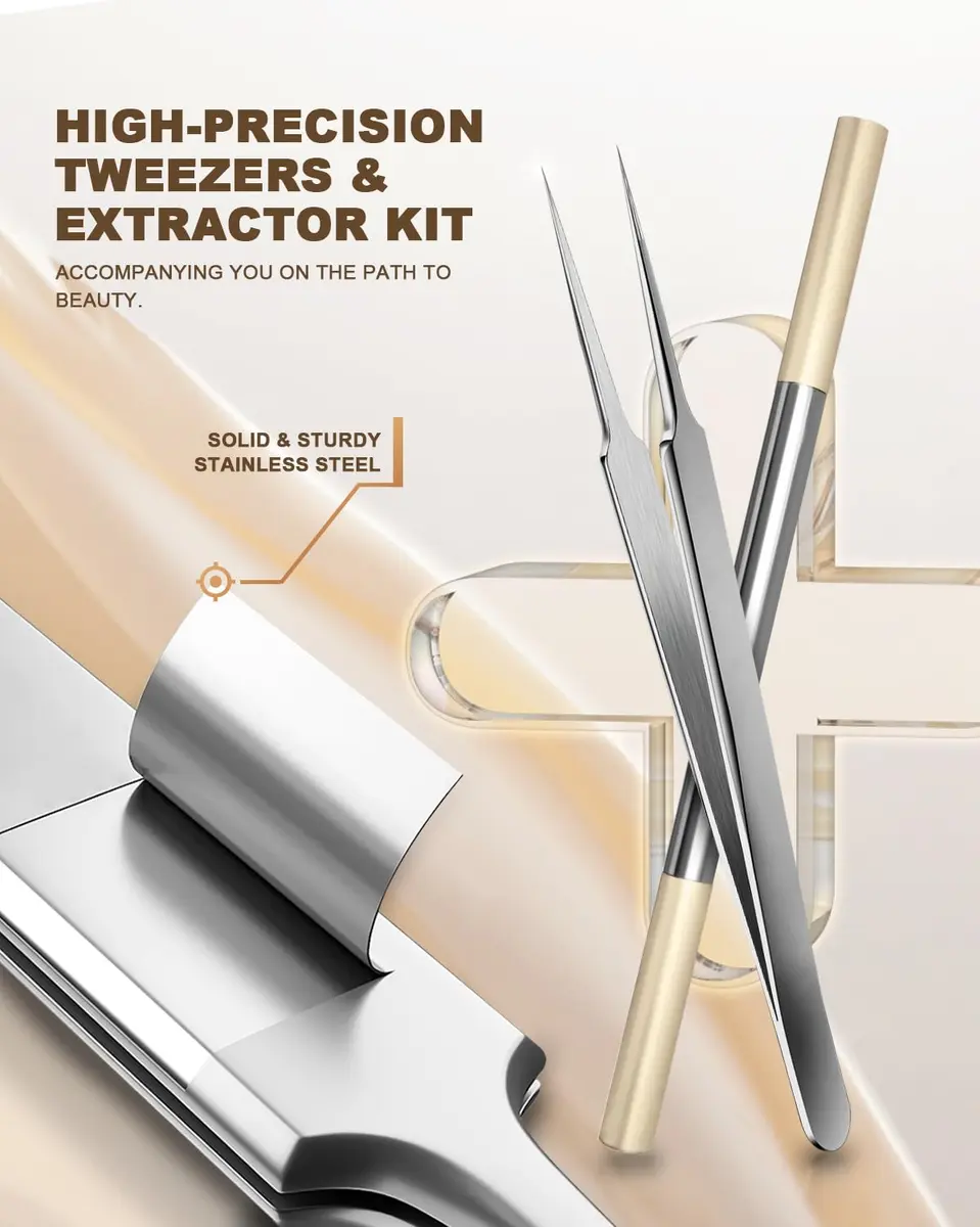 SG Nekoo Professional Milia & Blackhead Removal Tool Kit with Titanium Alloy Needle & Tweezers | Titanium Gold - view 5