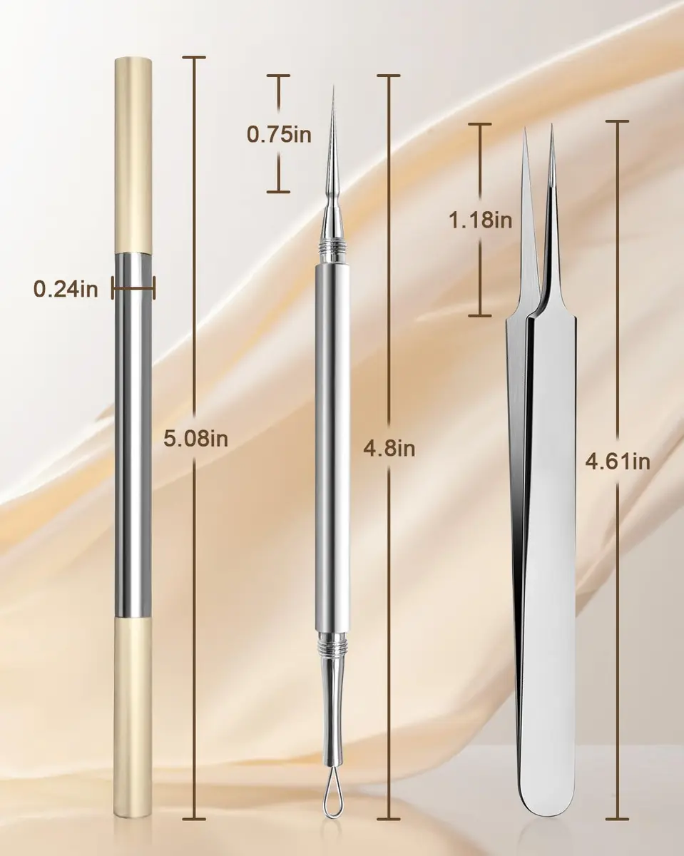 SG Nekoo Professional Milia & Blackhead Removal Tool Kit with Titanium Alloy Needle & Tweezers | Titanium Gold - view 7