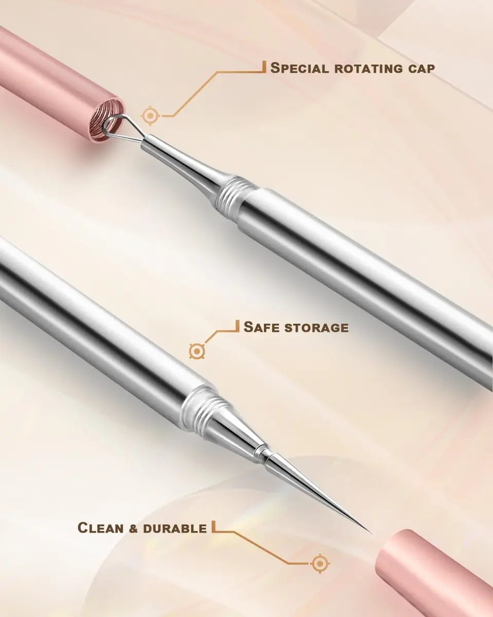 SG Nekoo Milia Remover Whitehead Extractor Tool Kit with Angled Loop & Acne Needle - Titanium Pink (3-Piece Set) - view 5