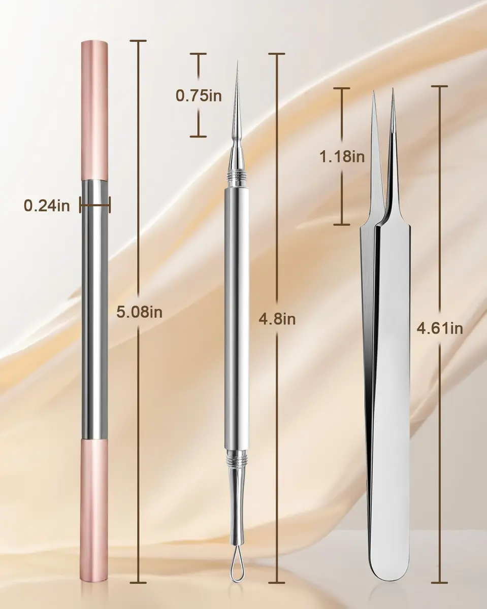 SG Nekoo Milia Remover Whitehead Extractor Tool Kit with Angled Loop & Acne Needle - Titanium Pink (3-Piece Set) - view 7