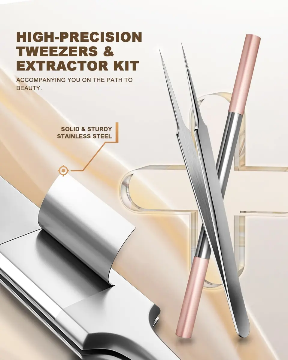 SG Nekoo Milia Remover Whitehead Extractor Tool Kit with Angled Loop & Acne Needle - Titanium Pink (3-Piece Set) - view 4