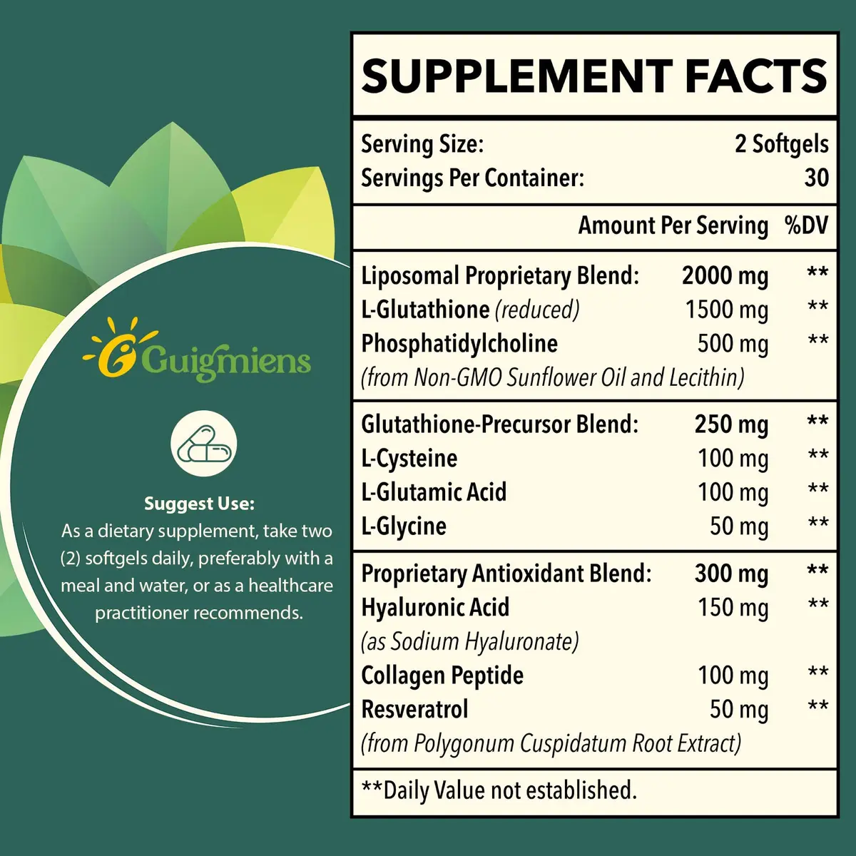 Guigmiens Liposomal Glutathione 2000 MG | Antioxidant Support for Skin & Immunity - view 2