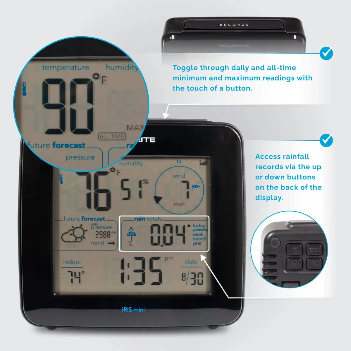 AcuRite Iris Weather Station with Mini Wireless Display, 2.06 kg (4.56 lb) | Hyperlocal Forecast & Barometer - view 2