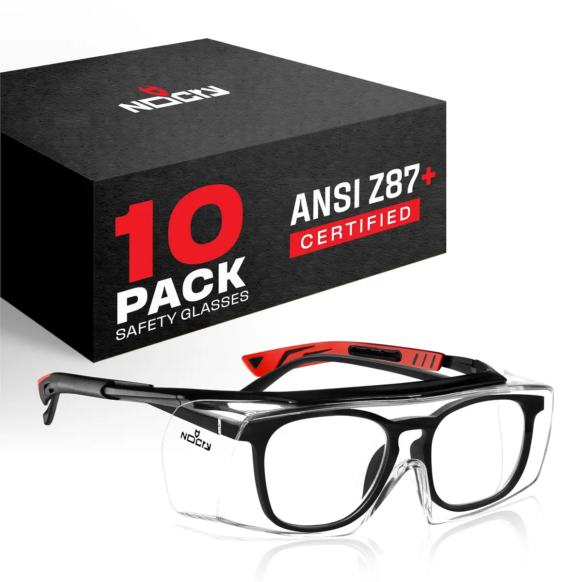 NoCry Safety Glasses Over Eyeglasses for Men & Women | ANSI Z87 UV400 Wraparound Over Glasses - main product image