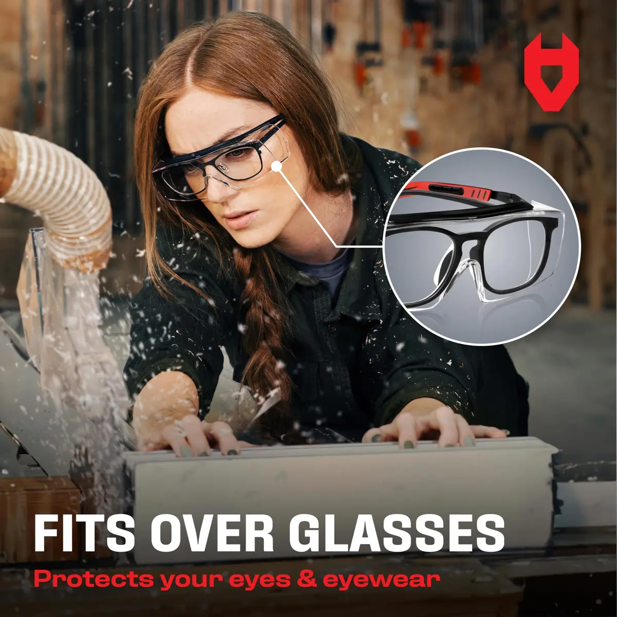 NoCry Safety Glasses Over Eyeglasses for Men & Women | ANSI Z87 UV400 Wraparound Over Glasses - view 3