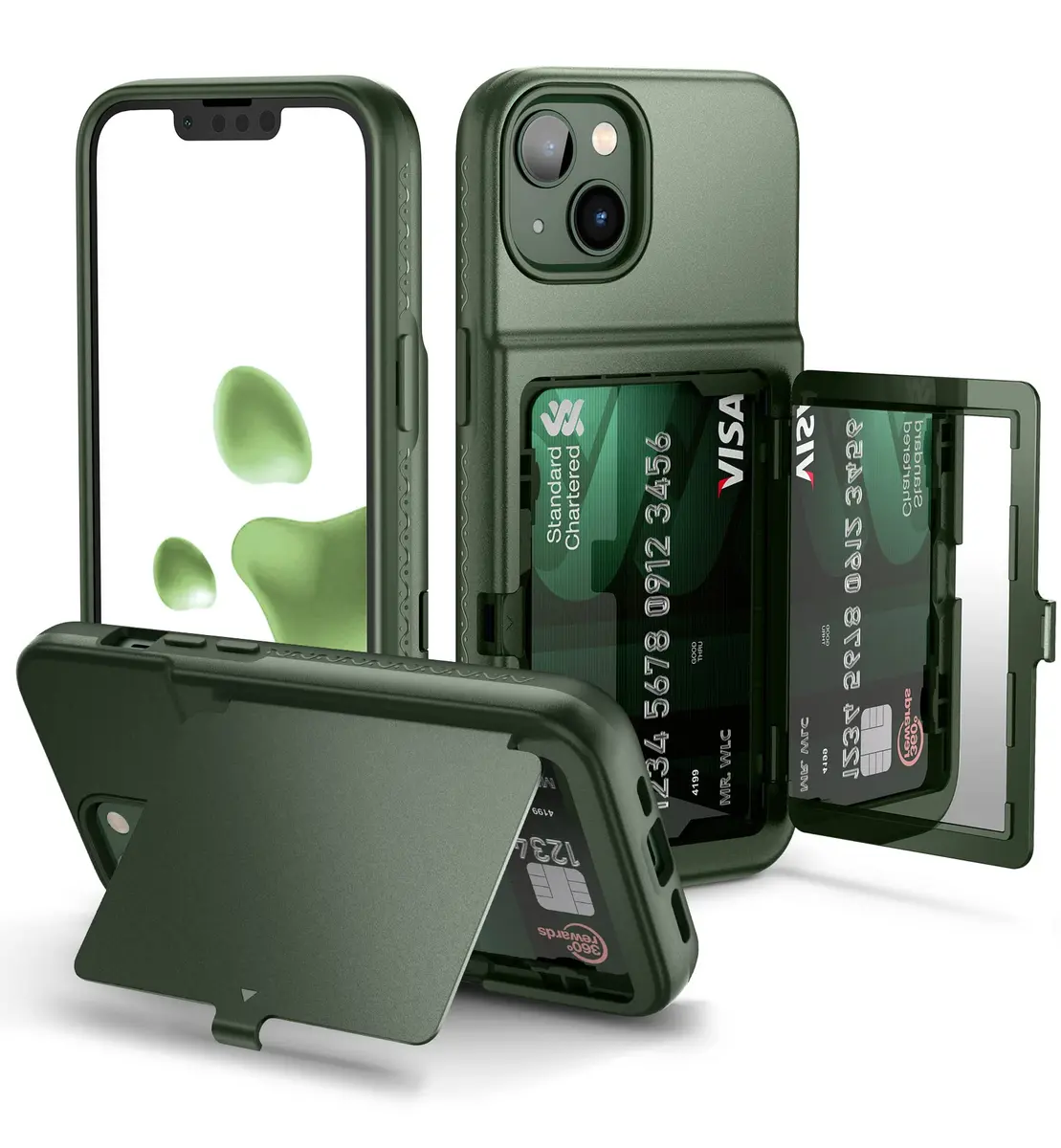 WeLoveCase iPhone 13 / 14 Wallet Case with Credit Card & Mirror | Heavy Duty Shockproof Cover - main product image