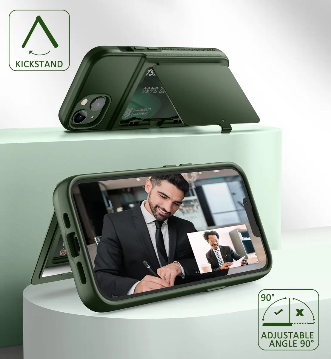 WeLoveCase iPhone 13 / 14 Wallet Case with Credit Card & Mirror | Heavy Duty Shockproof Cover - view 6