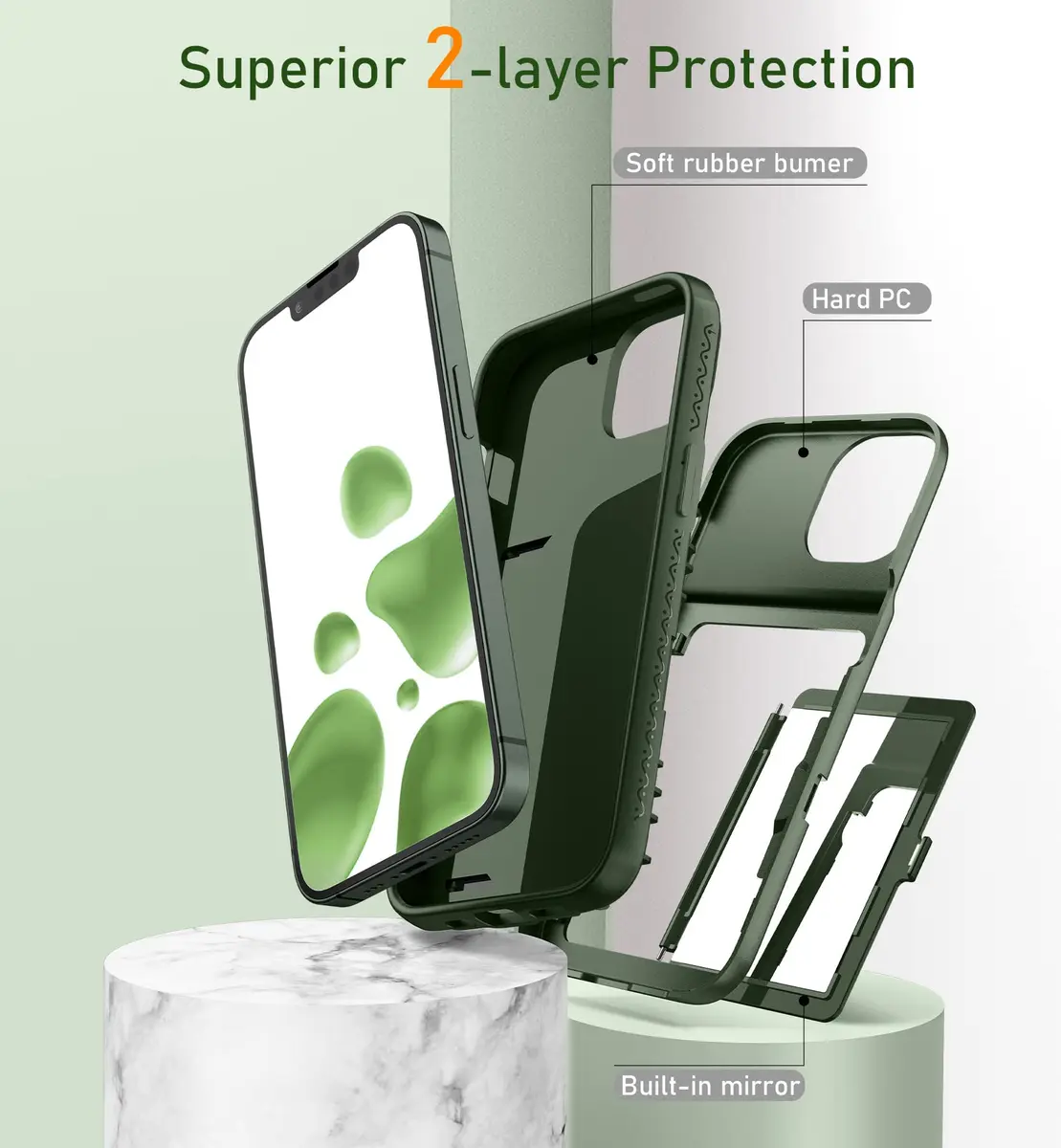 WeLoveCase iPhone 13 / 14 Wallet Case with Credit Card & Mirror | Heavy Duty Shockproof Cover - view 4
