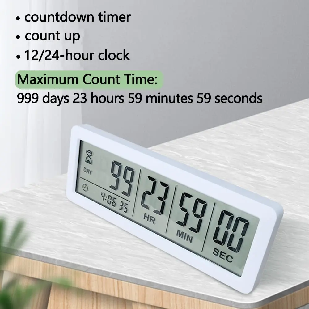 MOSTRUST Digital Countdown Days Timer - White | 999 Days Count Down Clock with Stand & Magnet - view 5