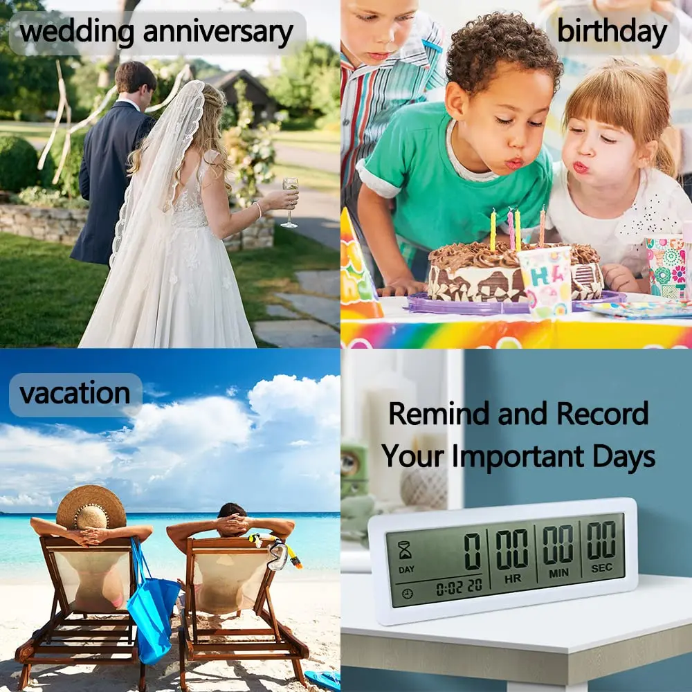 MOSTRUST Digital Countdown Days Timer - White | 999 Days Count Down Clock with Stand & Magnet - view 7
