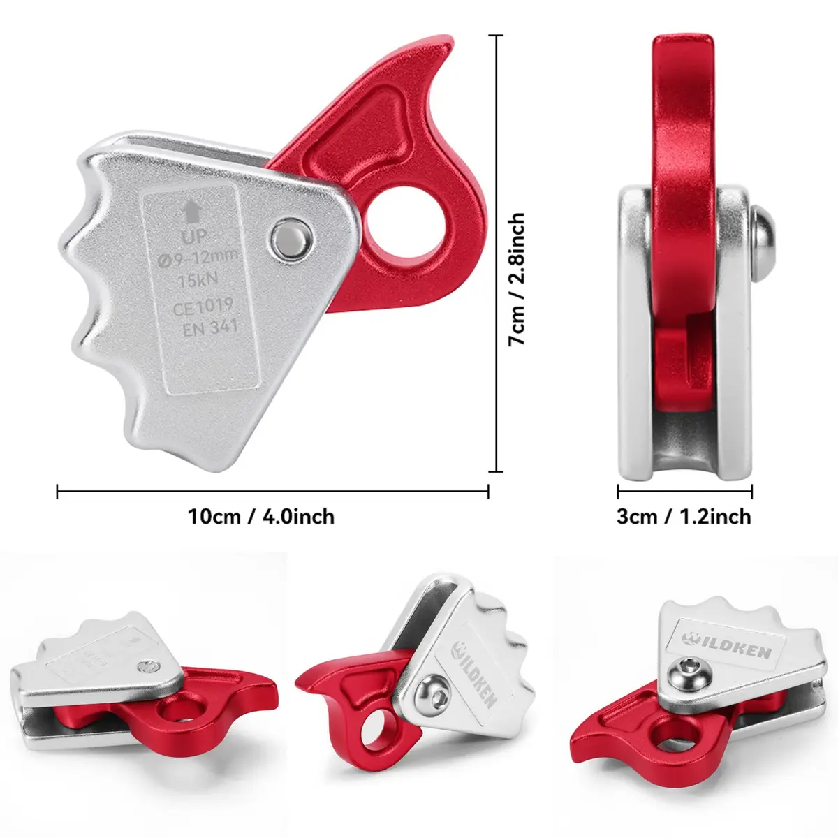 WILDKEN Climbing Ascender Fall Protection Belay Device | Lightweight Magnesium Alloy Rope Grab (7.8*7.5cm, 95g) - view 4