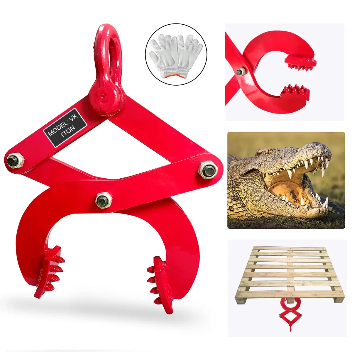 BONOOTH Pallet Puller 2T (4409 lbs) Capacity Heavy Duty Steel Single Scissor Jaw Grabber | Industrial Material Handling Tool - main product image