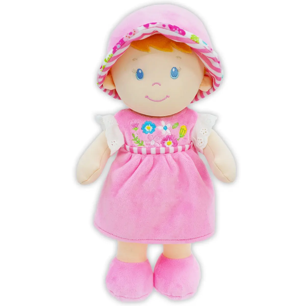 June Garden 12" Soft Dolly Emilia Plush Baby Doll, Pink Dress | Lightweight, cuddly toy for ages 0+ - view 7