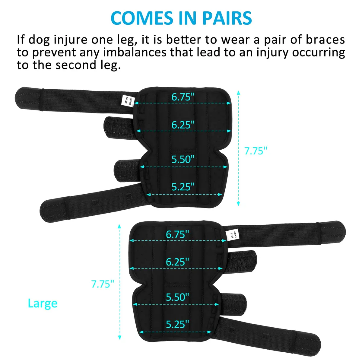 Bawektrl Dog Leg Brace for Back Legs, Hock Ankle Support for Large Dogs with Arthritis & Injury Sprain (1 Pair, Black) - view 8