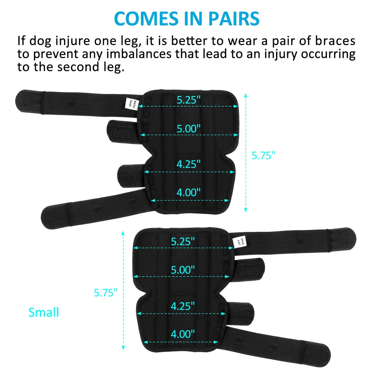 Bawektrl Dog Hock Brace for Back Legs with Metal Strips & Reflective Straps, Small (1 Pair) - view 7