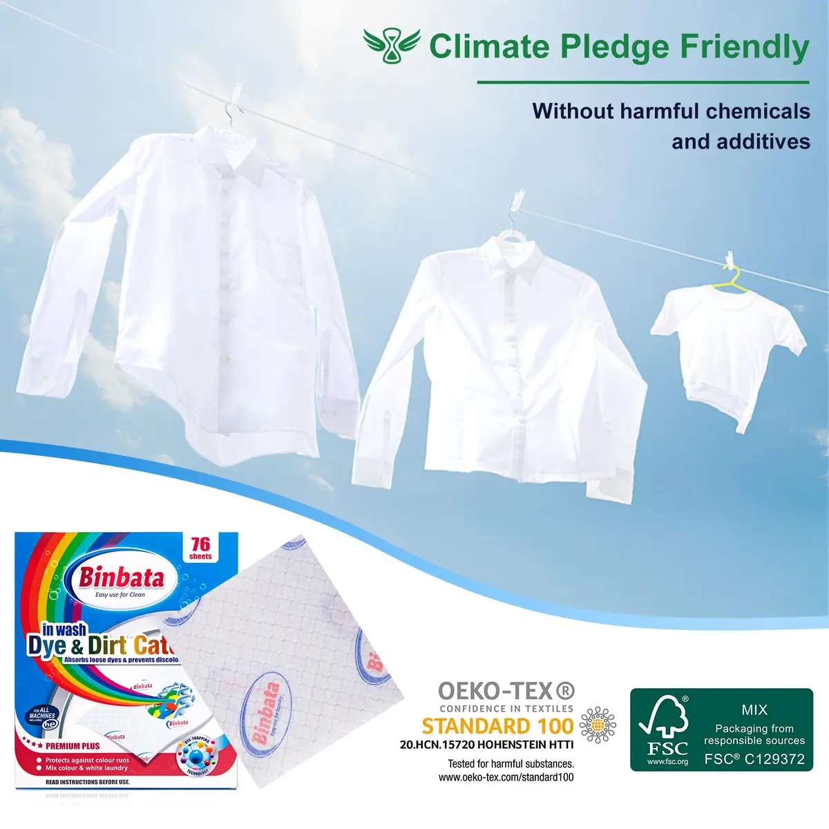 Binbata Color Grasper Laundry Sheets 76 Count | Prevents Dye Transfer & Color Bleeding - view 6