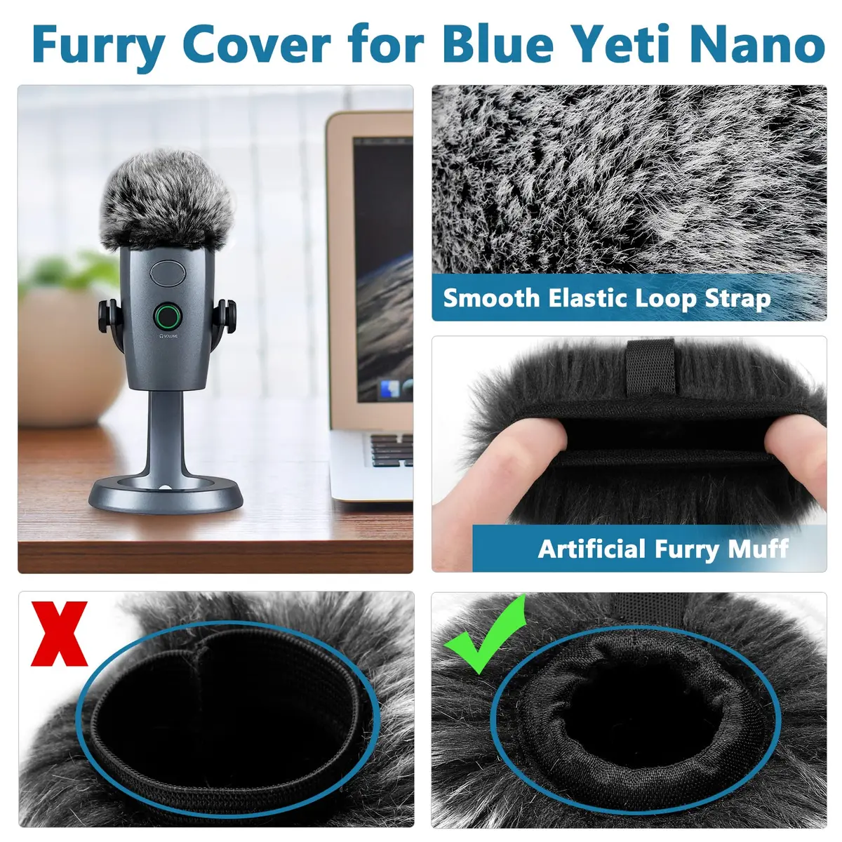 ChromLives 3-Pack Microphone Windscreen & Pop Filter Set for Blue Yeti Nano | Foam, Furry, and Dual-Layer Pop Filter - view 3