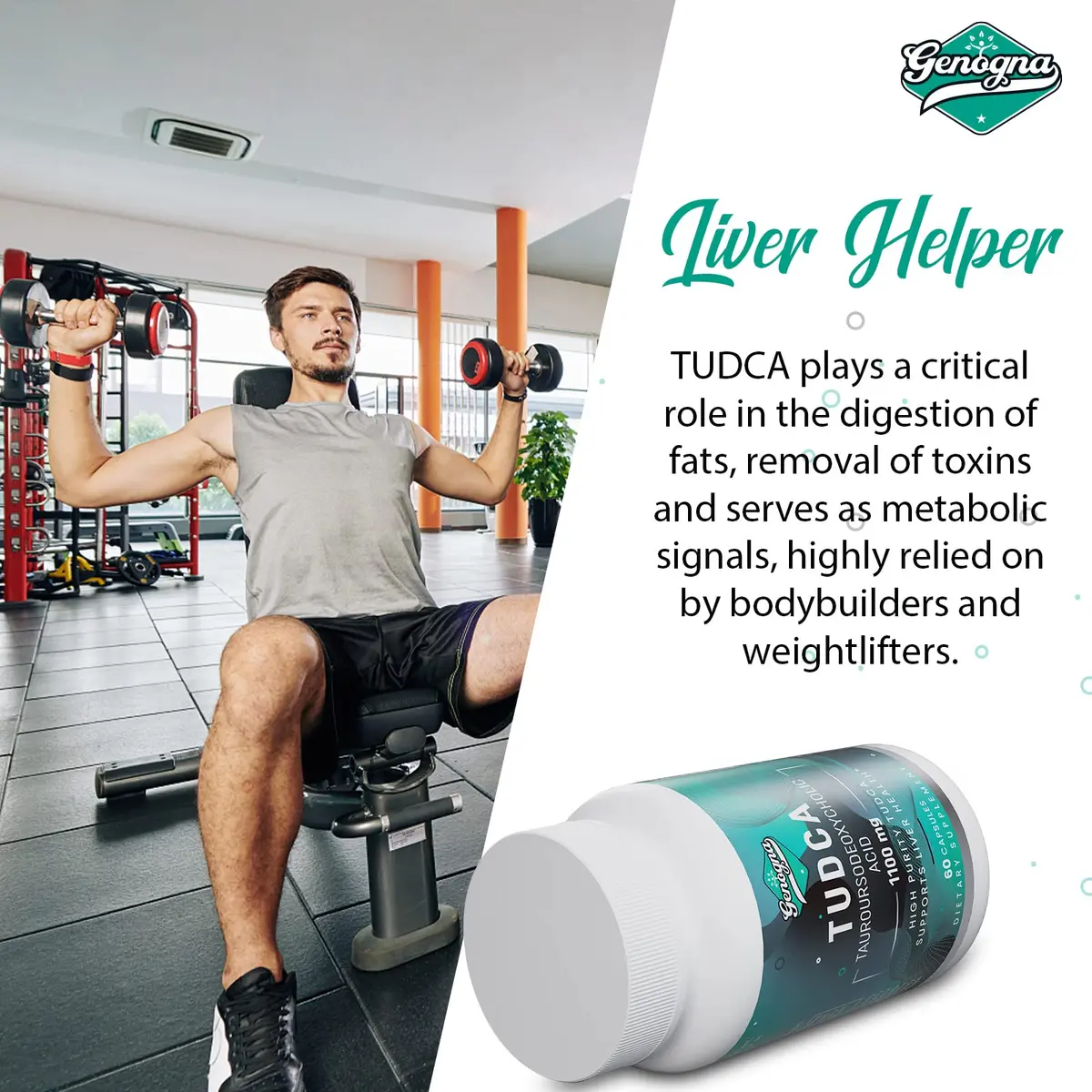 Genogna TUDCA 1100mg Liver Support Supplement for Detox Cleanse | Supports Liver & Digestion - view 4