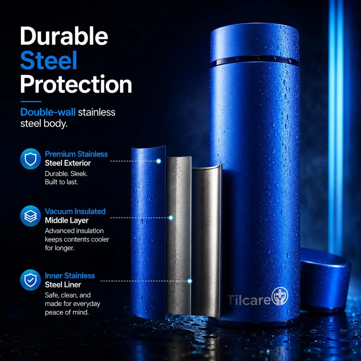 Tilcare Portable Insulin Cooler Travel Case: 60H Cooling | TSA Compliant, Double-Walled Stainless Steel - view 7