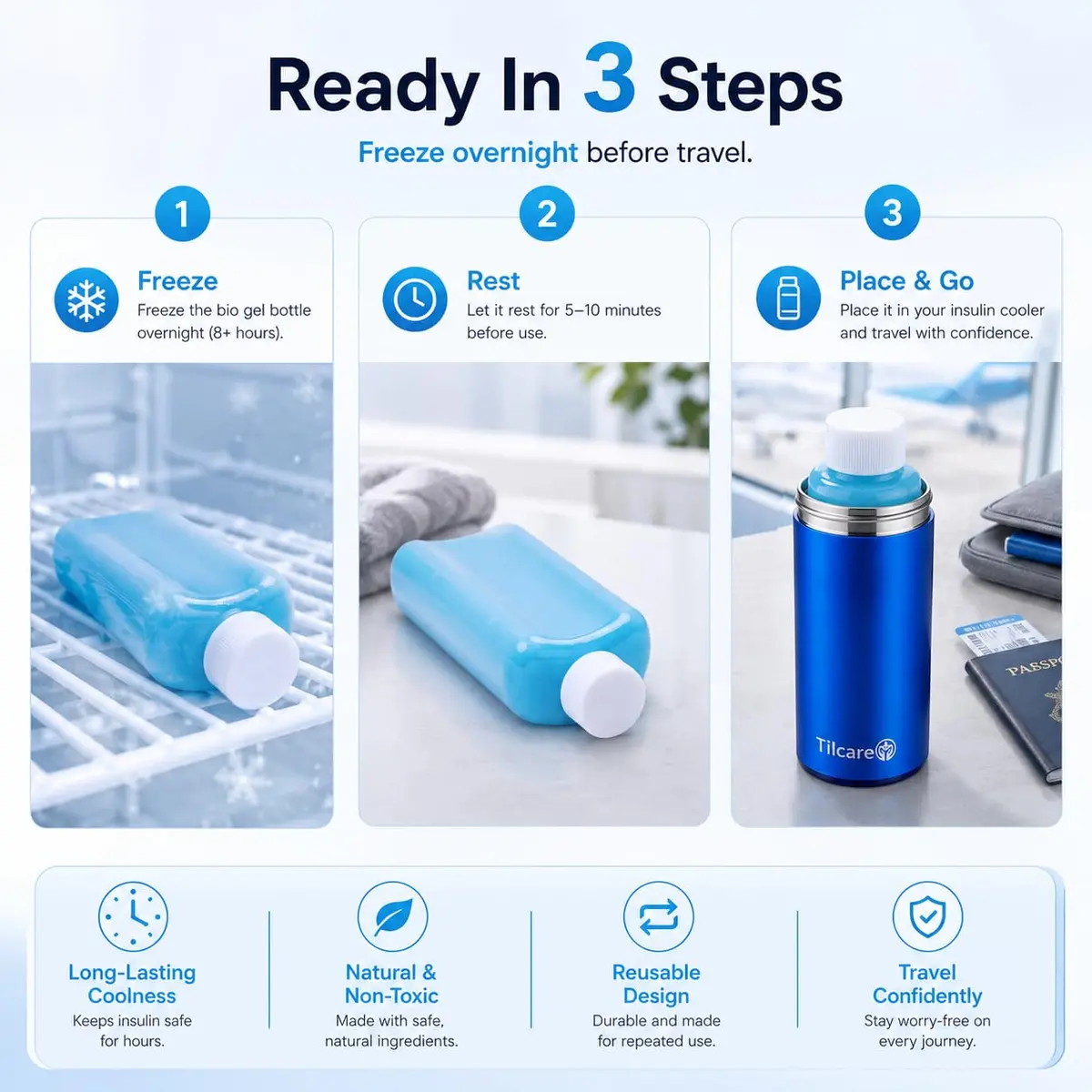 Tilcare Portable Insulin Cooler Travel Case: 60H Cooling | TSA Compliant, Double-Walled Stainless Steel - view 8