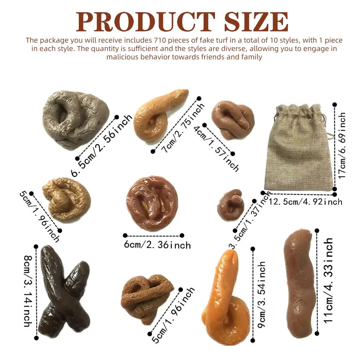 Aebor Fake Poo Set of 10 | Realistic Prank Toys for Halloween & April Fools' Day - view 3