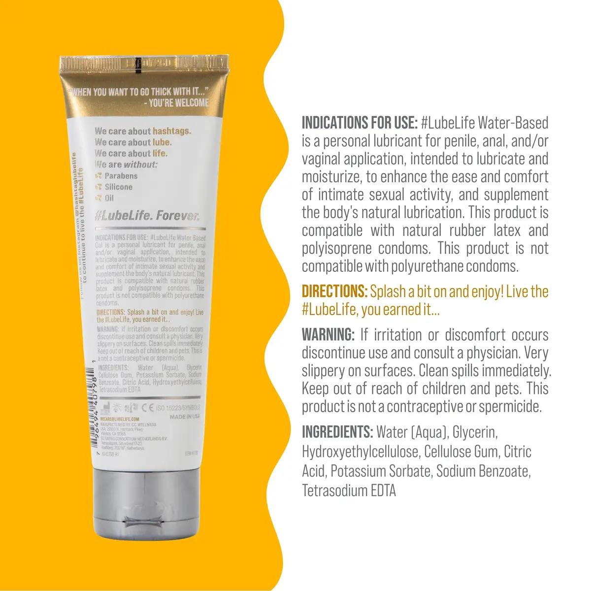 LubeLife Water Based Gel Lube 4 Fl Oz | Non-Drip Jelly for Sensitive Skin - view 2