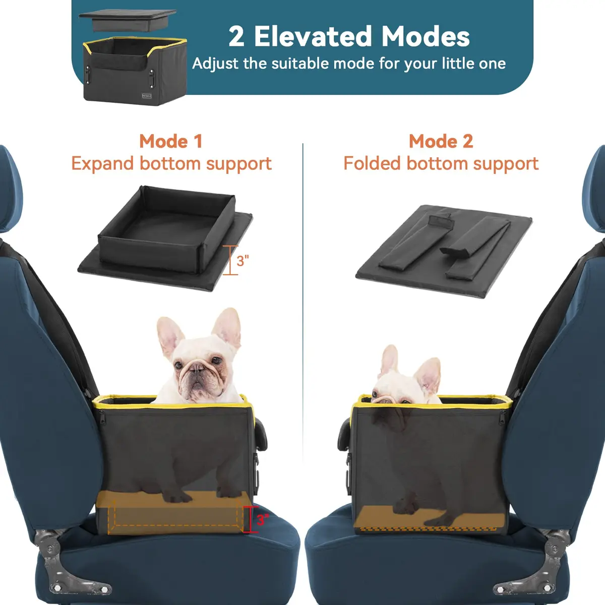 Petsfit Small Dog Car Seat – Foldable Travel Booster with Safety Buckles & Tether, Fits Front/Back Seat | Red - view 5