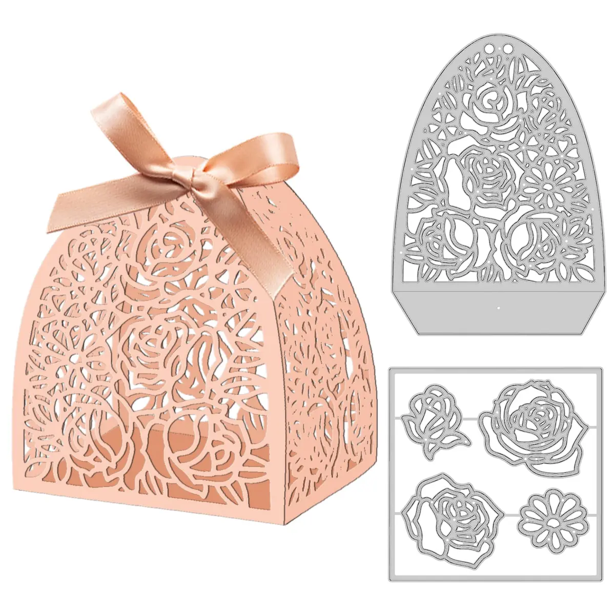 INFUNLY Candy Box Die Cuts Rose 3D Gift Box | Elegant DIY Flower Design (100 words) - main product image