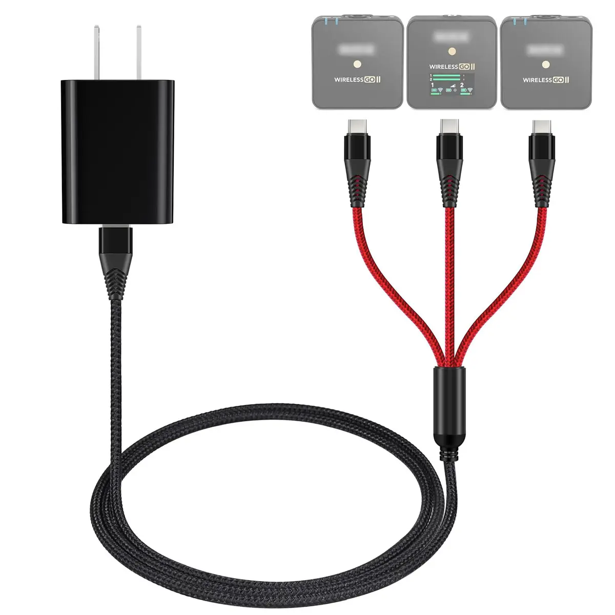 weishan USB C Charging Cable for Rode Wireless Pro, Go 3, Go 2 Microphone | 4ft Braided Nylon, Fast Charging - main product image