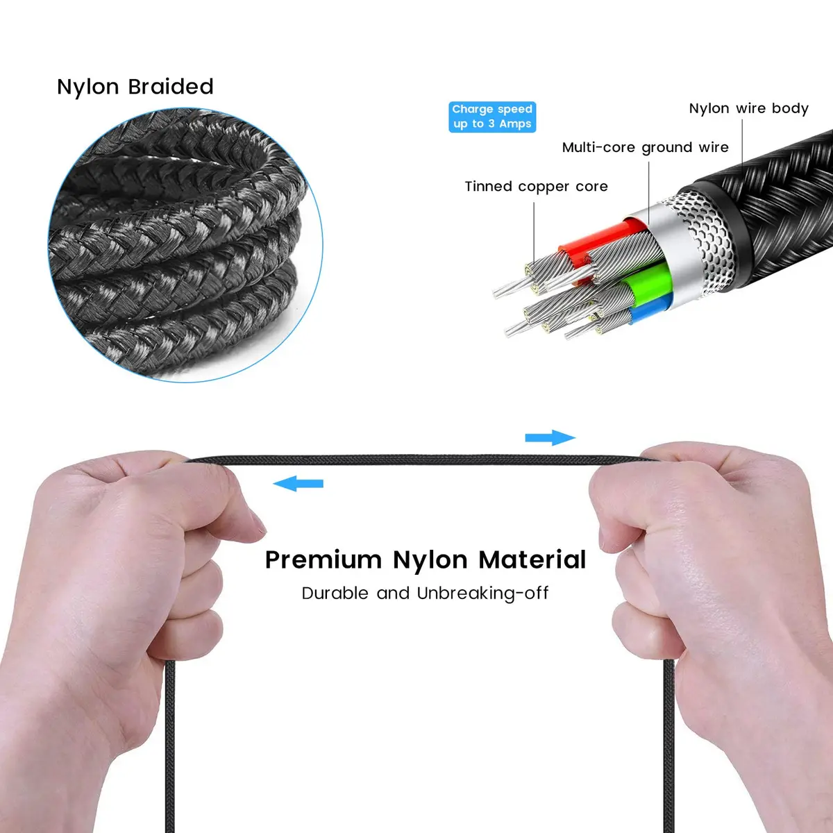 weishan USB C Charging Cable for Rode Wireless Pro, Go 3, Go 2 Microphone | 4ft Braided Nylon, Fast Charging - view 3