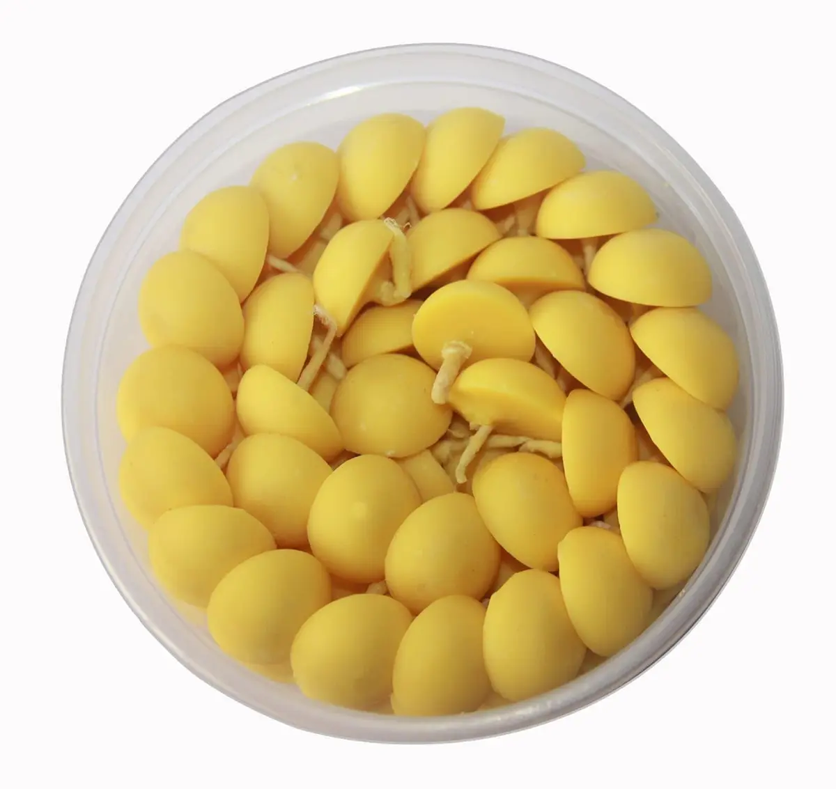 Om Phool Batti Cow Ghee Diya for Puja, 100 Pieces, Wax Free Vegan Ghee Batti/Wicks/Jyot for Puja Aarti, Yellow | 200g (Pack of 100) - main product image