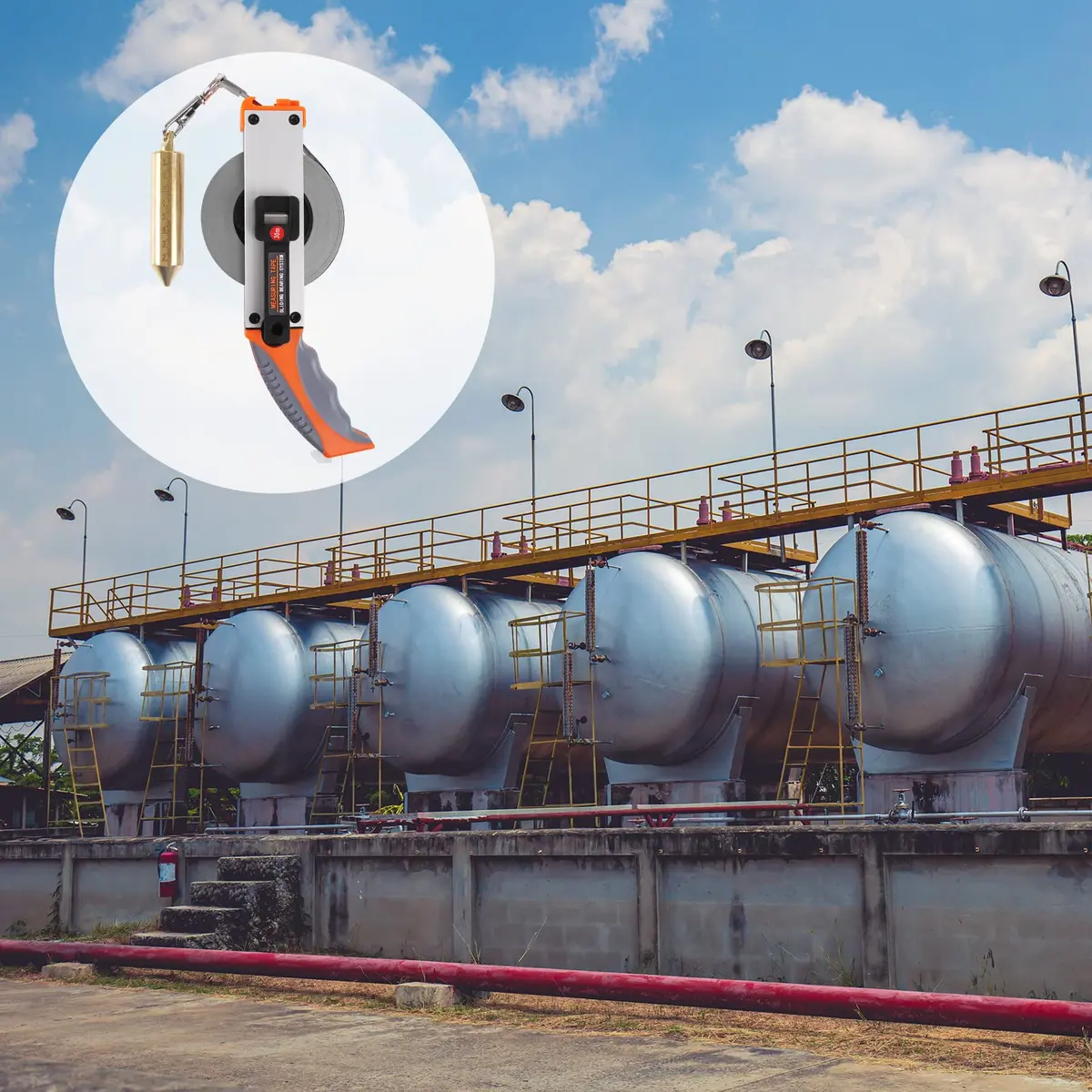 Cekegon Oil Tank Gauging Tape 15 m | Stainless Steel, Precision Brass Plumb Bob, Ergonomic Handle - view 6