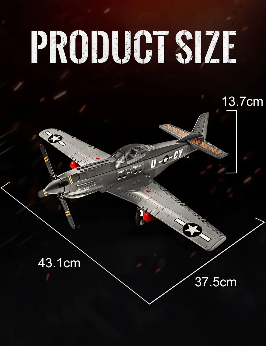SEMKY Military Fighter Jet P-51 Fighter Mustang Air Force Building Block Set 258 Pieces | Educational Engineering Toy for Kids & Adults - view 6