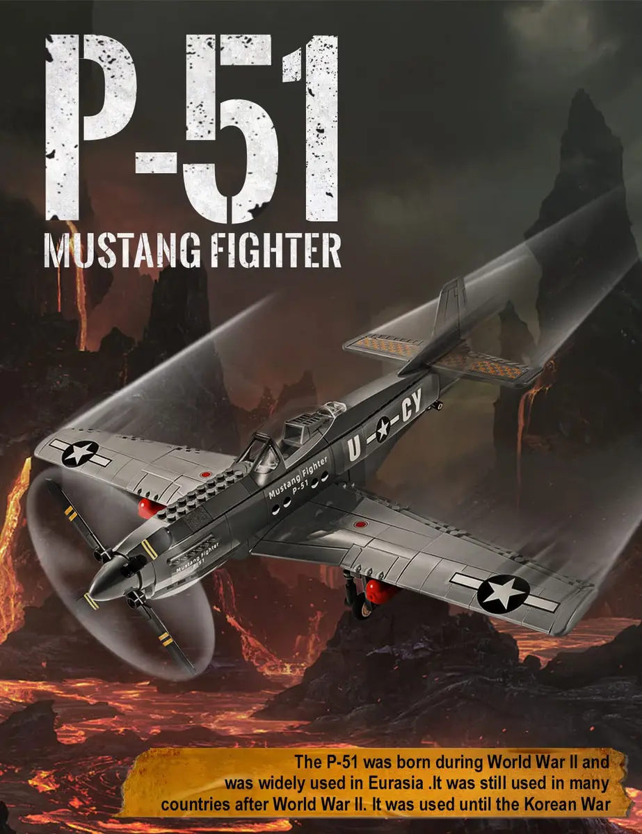SEMKY Military Fighter Jet P-51 Fighter Mustang Air Force Building Block Set 258 Pieces | Educational Engineering Toy for Kids & Adults - view 2