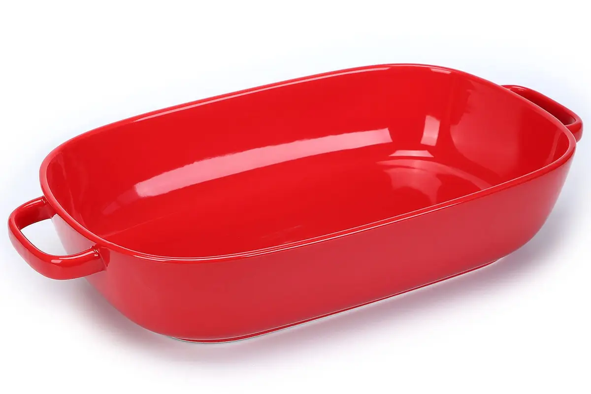 Roeveca 6 Quart Rectangular Ceramic Baking Dish 16x11 Inches | Oven & Microwave Safe, Dishwasher Friendly, Red - main product image