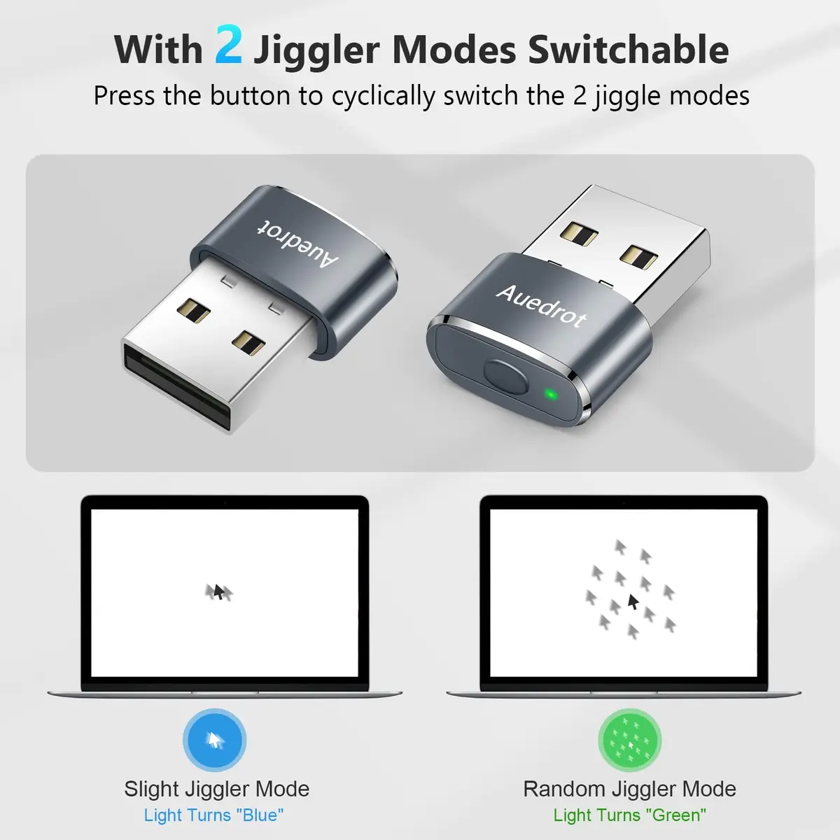 AUEDROT Metal Mouse Jiggler 2 PCS Gray | Undetectable USB Mouse Mover for Computer & Laptop - view 2
