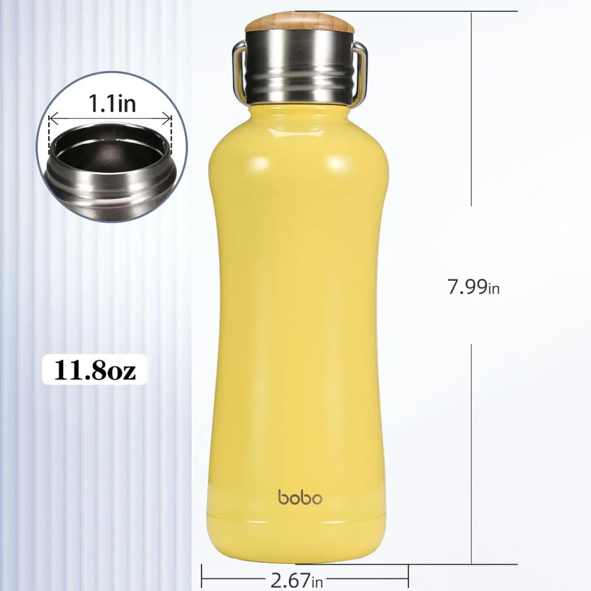 YOHKOH Mini Insulated Water Bottle 11.8oz Yellow | Compact Hot & Cold Stainless Steel Thermos - view 2