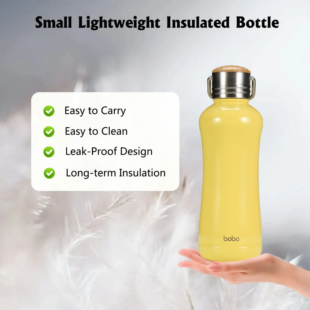 YOHKOH Mini Insulated Water Bottle 11.8oz Yellow | Compact Hot & Cold Stainless Steel Thermos - view 4