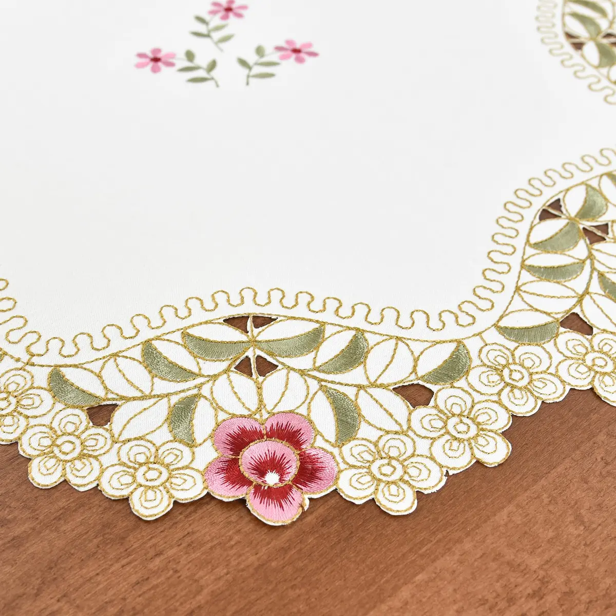 Wolkemer 2 Pack Round Doily Embroidered Tablecloth 51cm (20 inch) | Jacquard Floral Style for Dining & Parties - view 6