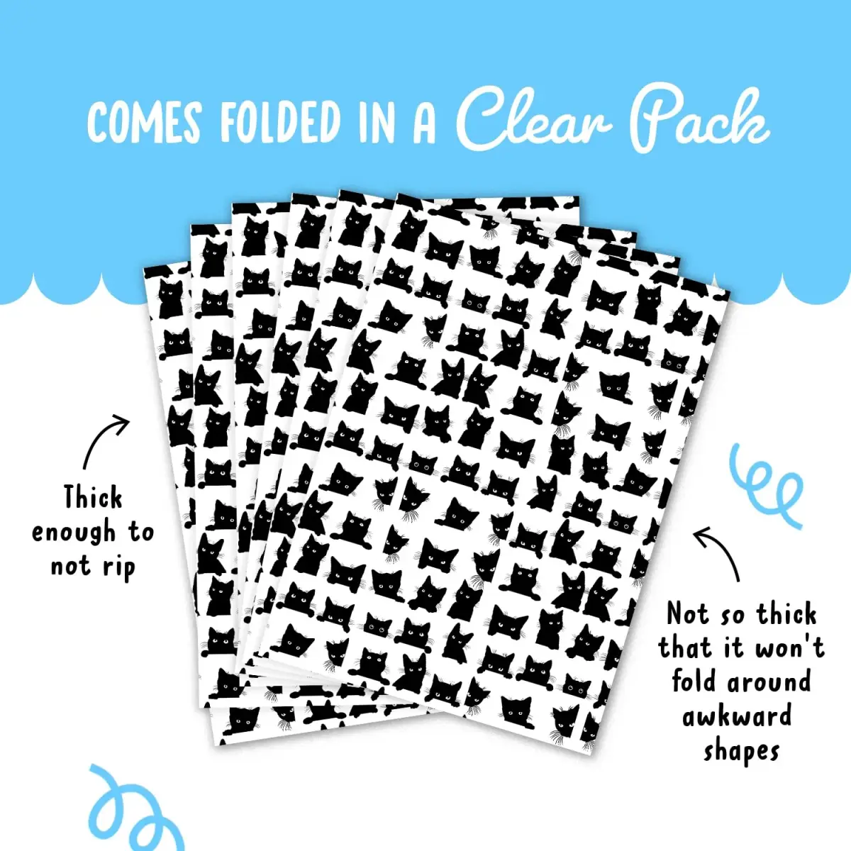 CENTRAL 23 Black Cat Wrapping Paper 6 Sheets (156 g) | Eco-Friendly Gift Wrap for Fur Parents - view 4