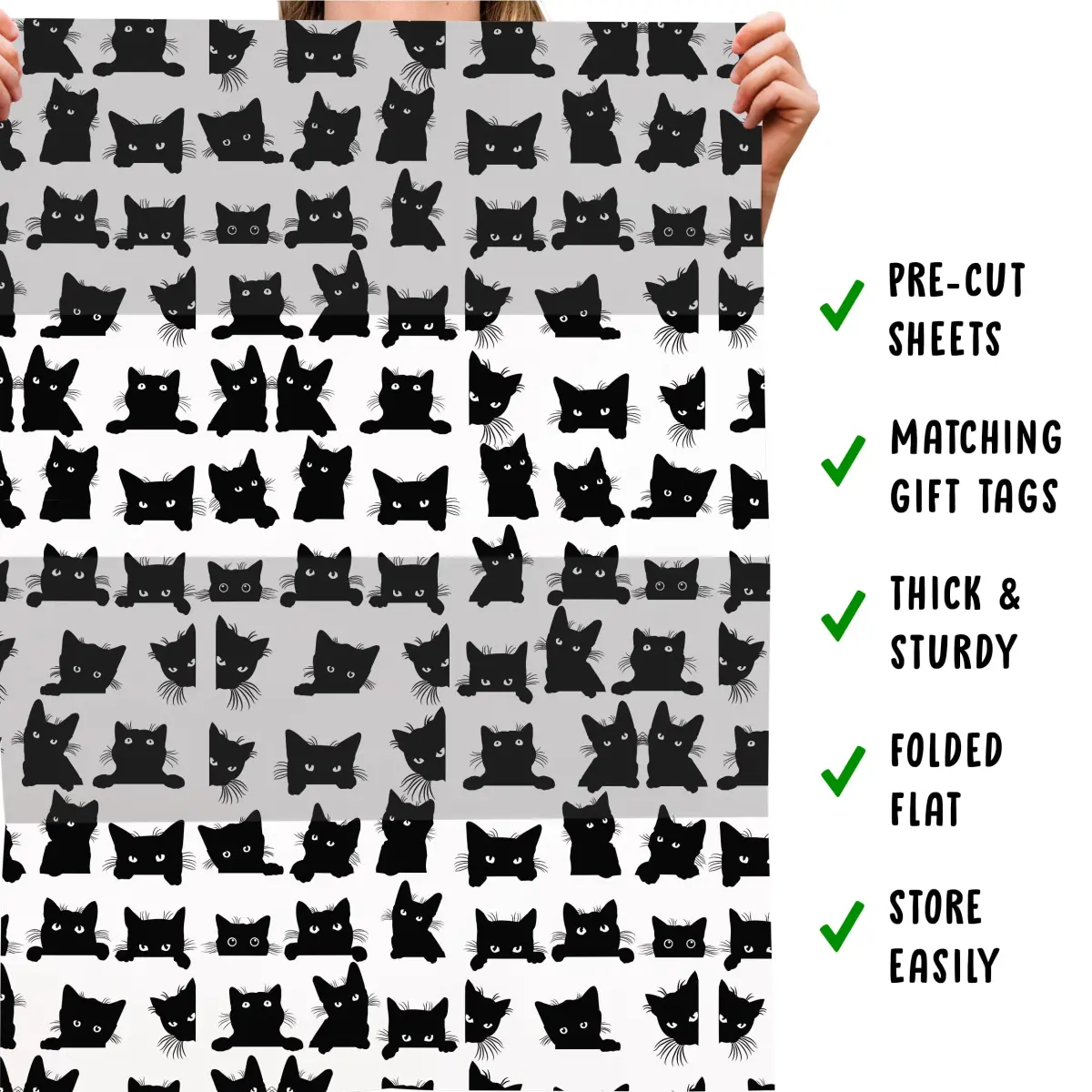 CENTRAL 23 Black Cat Wrapping Paper 6 Sheets (156 g) | Eco-Friendly Gift Wrap for Fur Parents - view 5