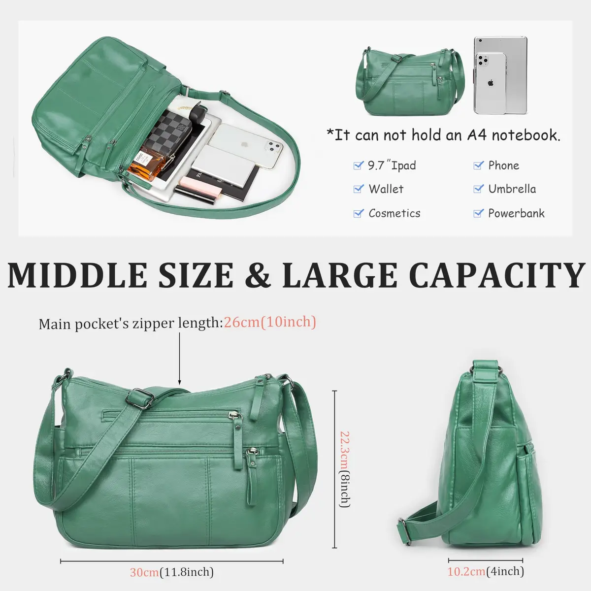 VOLGANIK ROCK Shoulder Bag for Women 10.2'' & 11.8'' | Ultra Soft PU Leather Crossbody - view 3
