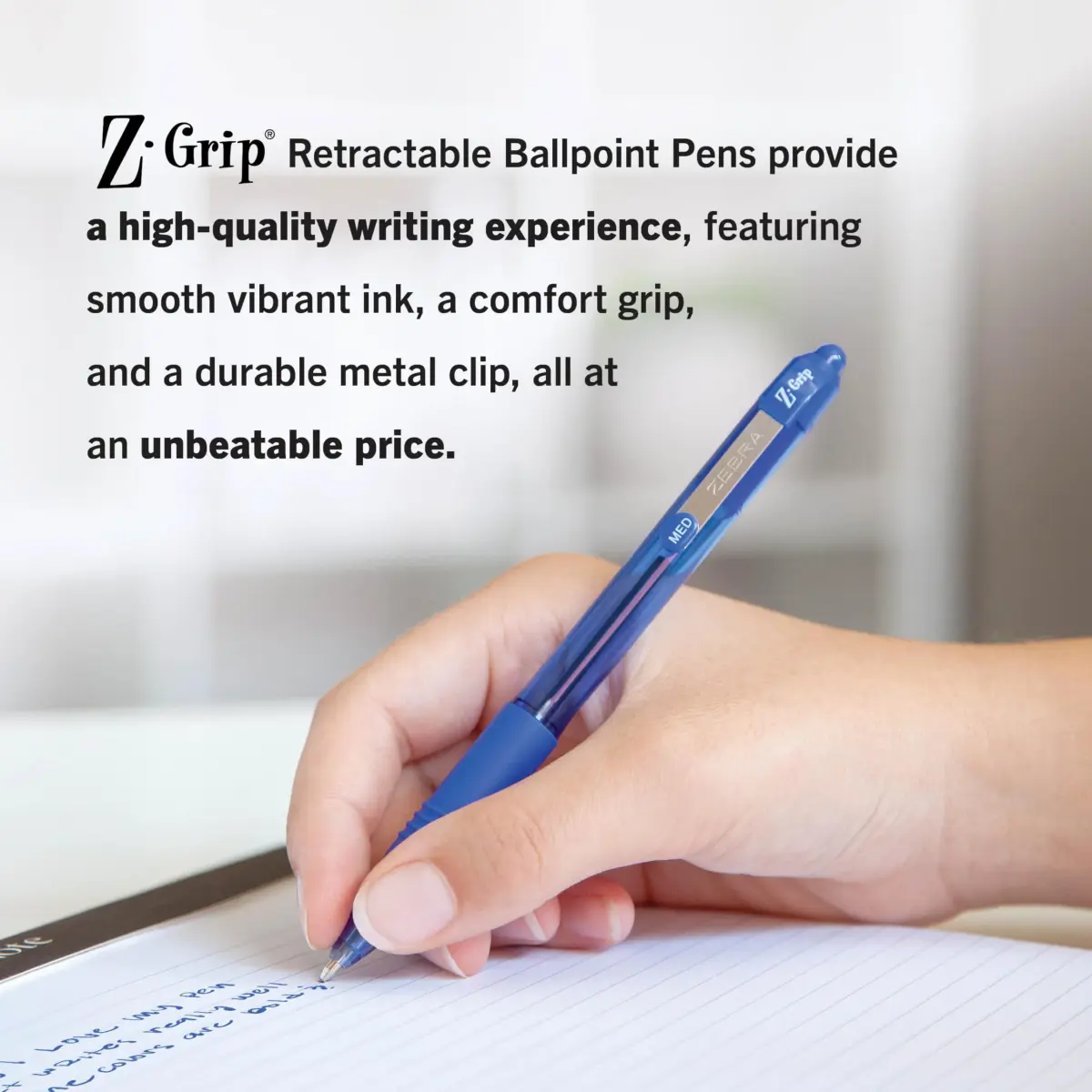 Zebra Pen Z-Grip Retractable Ballpoint Pen, Blue Ink, 1.0mm, 36 Bulk-Pack | Smooth Writing, Medium Point Tip - view 5