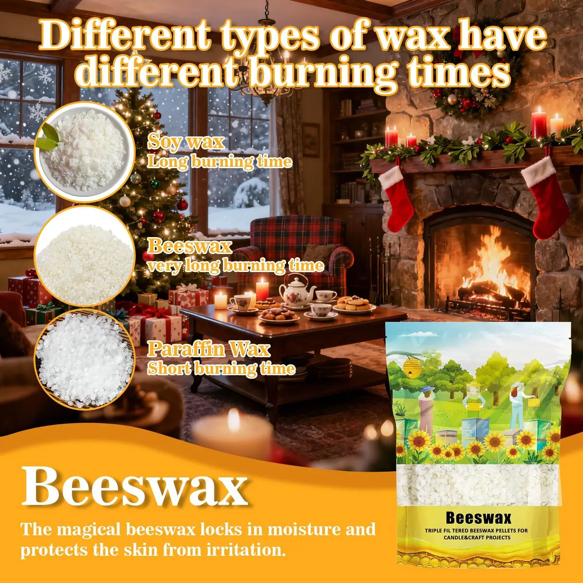 CARGEN White Beeswax Pellets 430g | Triple Filtered Candle Wax for DIY & Skin Care - view 6