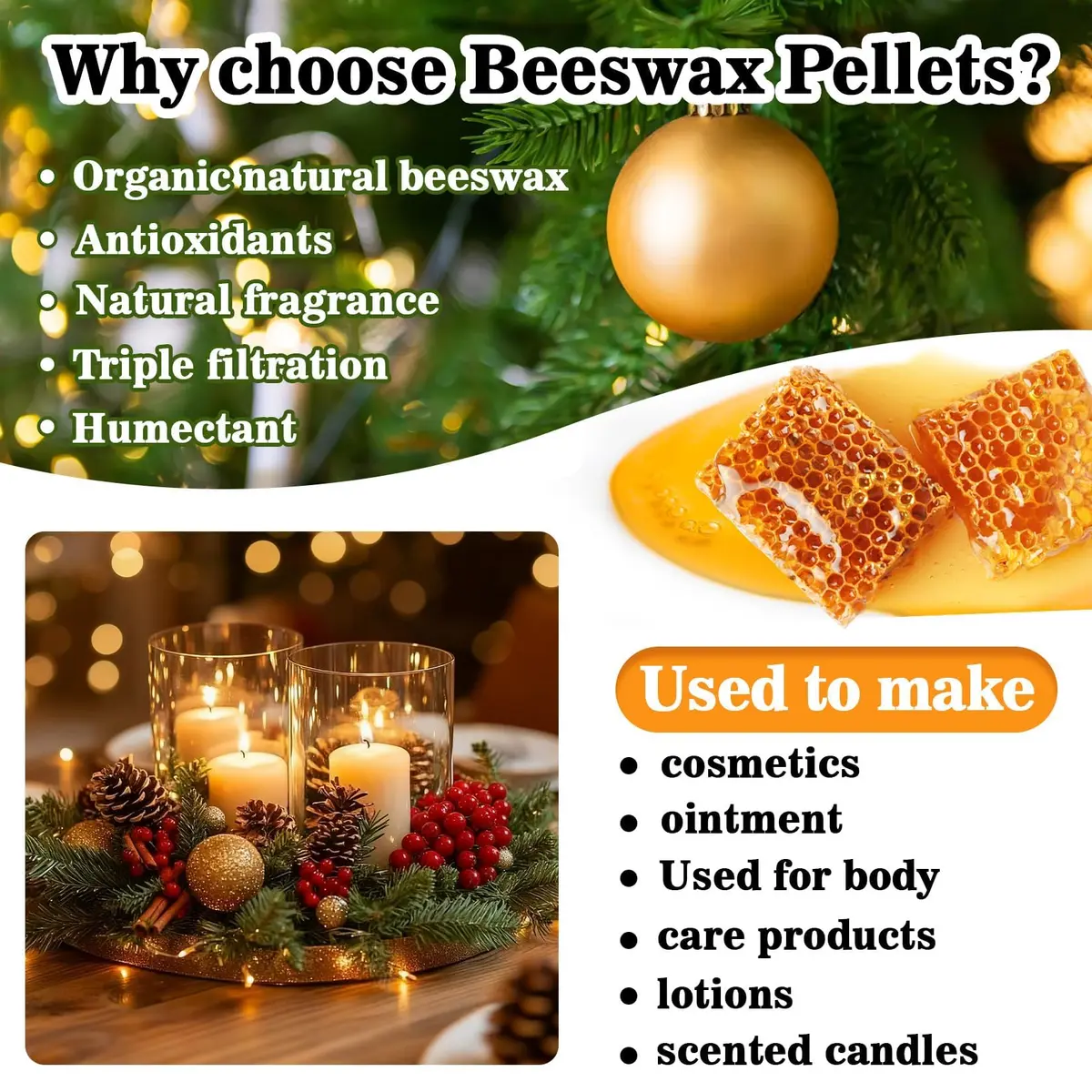 CARGEN White Beeswax Pellets 430g | Triple Filtered Candle Wax for DIY & Skin Care - view 2
