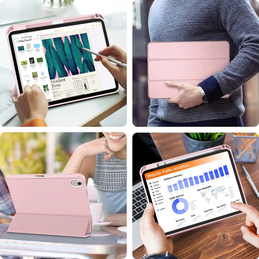 DTTO iPad Case for 11th & 10th Gen | Auto Sleep/Wake, Rose Gold, Slim Tri-fold Stand - view 7