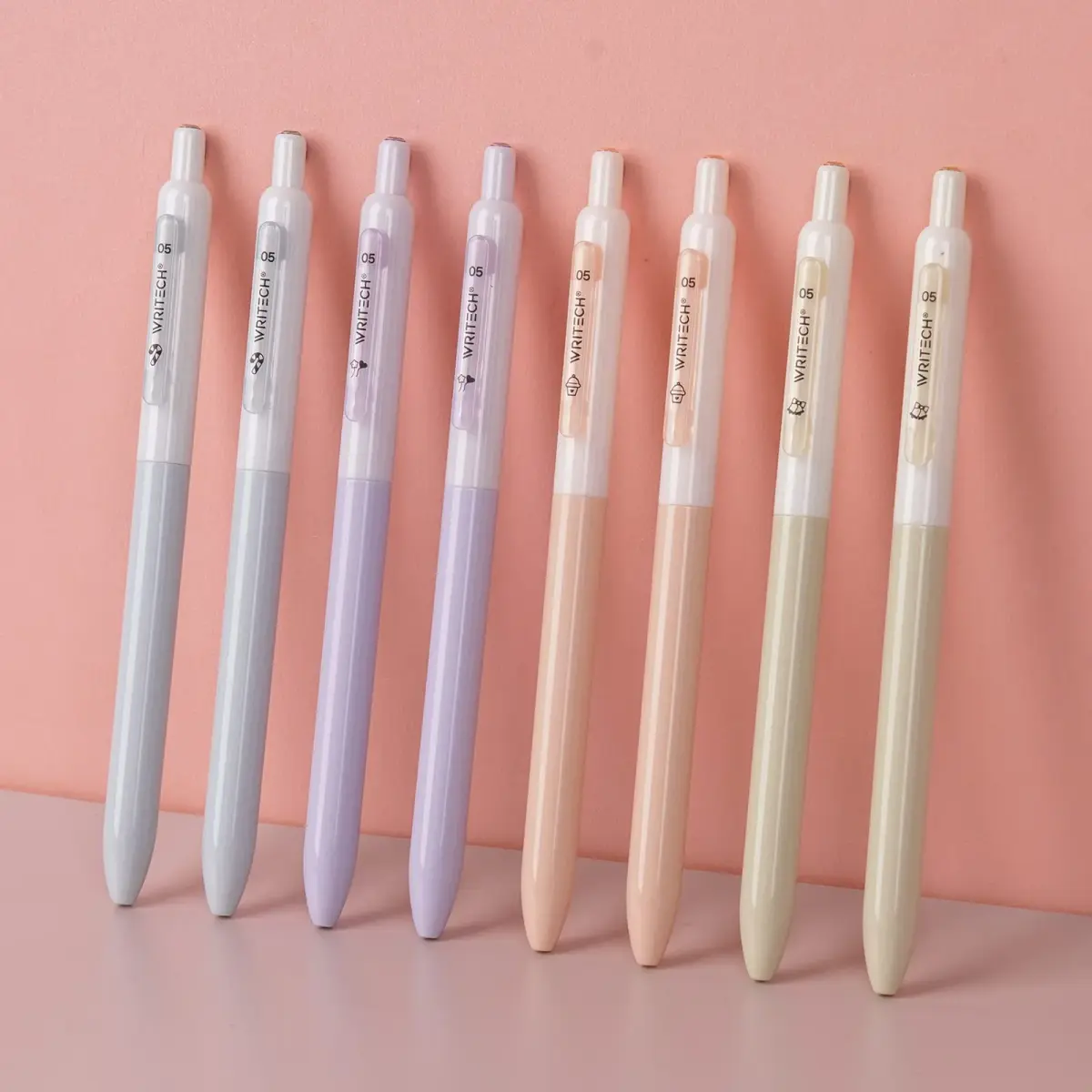 WRITECH Gel Pens Fine Point: 0.5mm Black Silent Click Needle Tip 8ct | Smooth Ink Flow - main product image