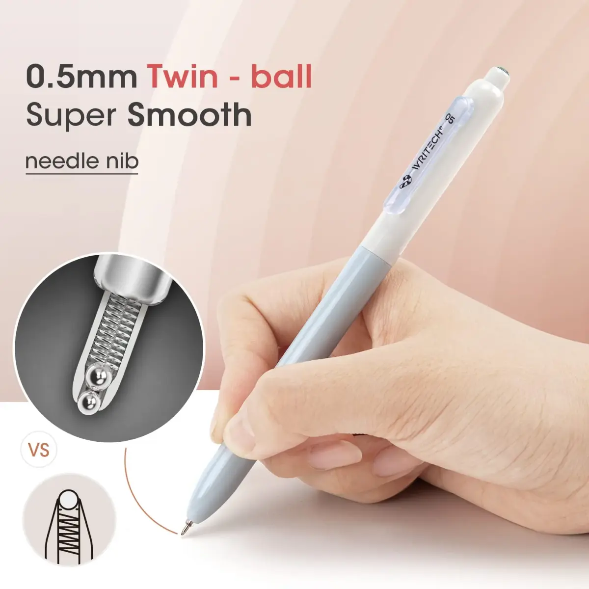 WRITECH Gel Pens Fine Point: 0.5mm Black Silent Click Needle Tip 8ct | Smooth Ink Flow - view 3