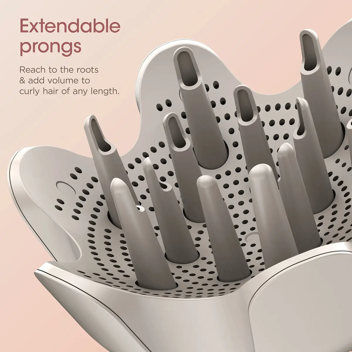 Shark FlexStyle Curl-Defining Diffuser Attachment, Stone | Fast Curl Styling with Retractable Prongs - view 3